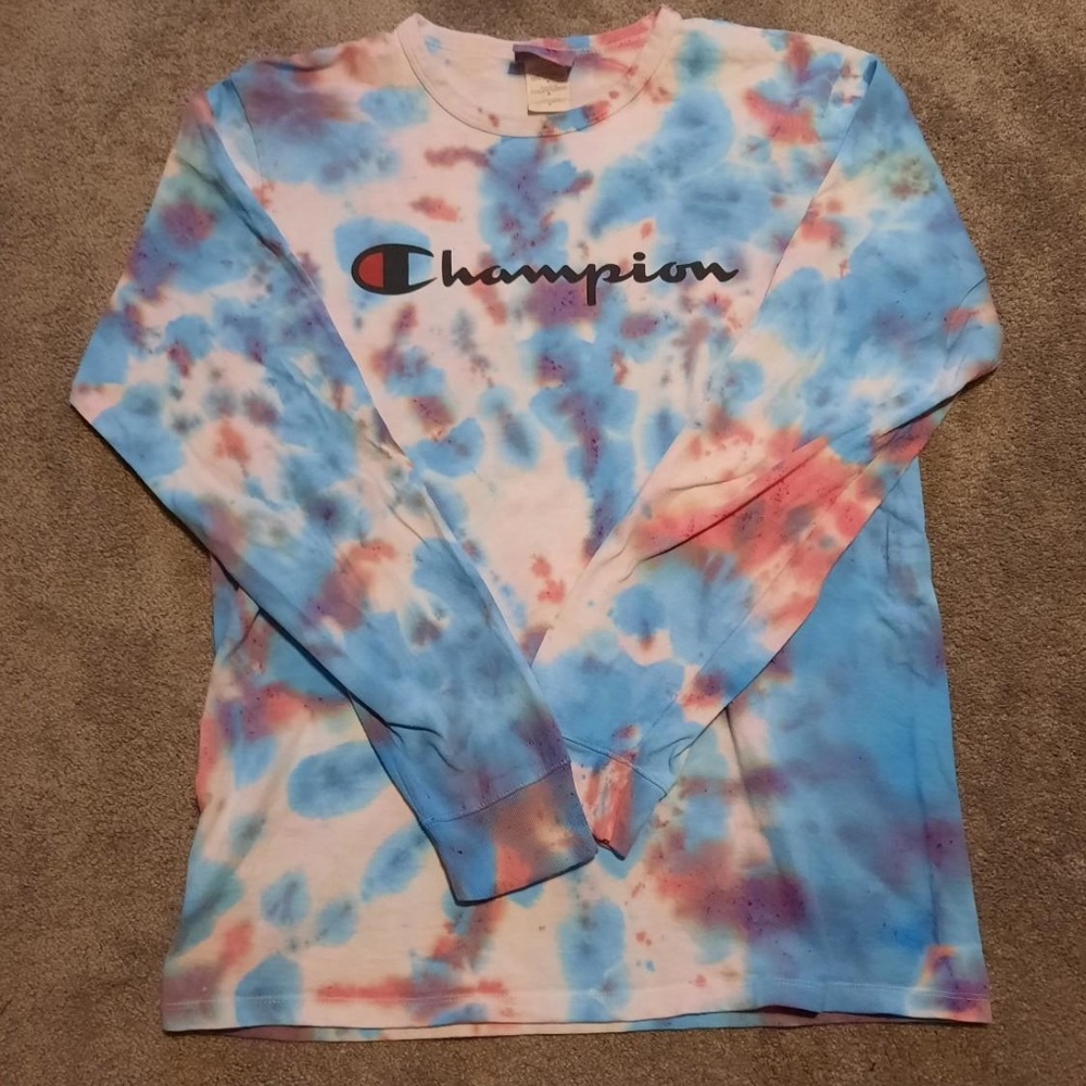 Upcycled tie dye champion shirt